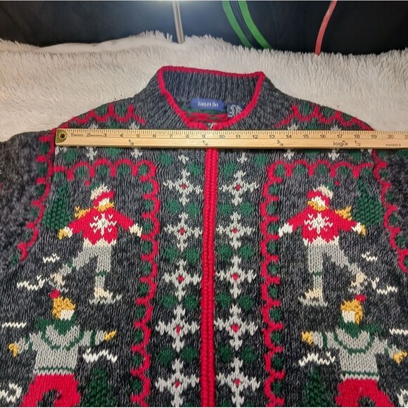 Eagle's Eye Skiers & Snoflake Zip-Up Knit Cardigan Unisex Vintage 90s XL Grey... - Picture 8 of 13